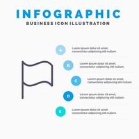 Basic Flag ui Liniensymbol mit 5 Schritten Präsentation Infografiken Hintergrund vektor