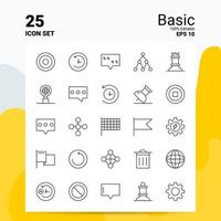 25 Basic Icon Set 100 bearbeitbare eps 10 Dateien Business-Logo-Konzept-Ideen-Line-Icon-Design vektor