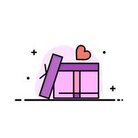 gåva låda hjärta kärlek företag platt linje fylld ikon vektor baner mall