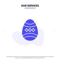 unsere dienstleistungen vogel dekoration osterei festes glyphensymbol webkartenvorlage vektor