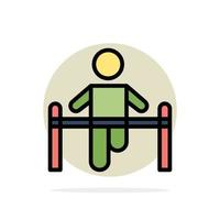 Übung Turnhalle Gymnastik Gesundheit Mann abstrakte Kreis Hintergrund flache Farbe Symbol vektor