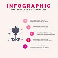 Blumenflora Blumenblumen solide Symbol Infografiken 5 Schritte Präsentationshintergrund vektor