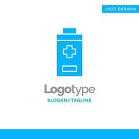 Batterie minus plus blauer solider Logo-Vorlagenplatz für Slogan vektor