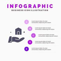 Gebäude bauen Konstruktion solide Symbol Infografiken 5 Schritte Präsentationshintergrund vektor