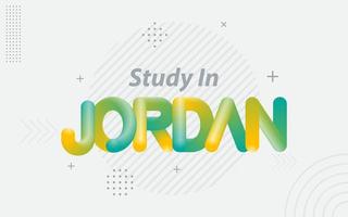 Studieren in Jordanien. kreative typografie mit 3d-mischeffekt vektor