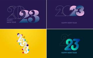 uppsättning av logotyp design 2023 Lycklig ny år. 2023 siffra design mall. jul dekor 2023 Lycklig ny år symboler. modern xmas design för baner. social nätverk. omslag och kalender vektor