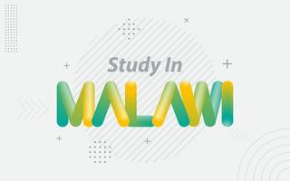 studie i malawi. kreativ typografi med 3d blandning effekt vektor