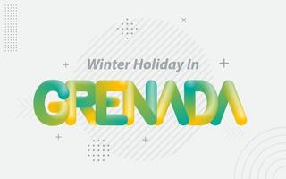 Winterurlaub Grenada. kreative typografie mit 3d-mischeffekt vektor