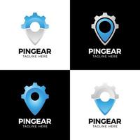 Pin Gear Logo Vektor Navigator einfaches Symbol Symbol