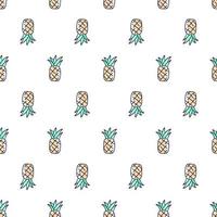 tropiska söta handritade doodle ananas sömlösa mönster. barn textilmönster vit bakgrund vektor