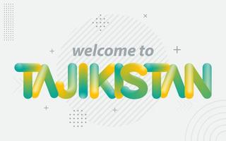 Välkommen till tadzjikistan. kreativ typografi med 3d blandning effekt vektor