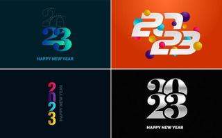 Lycklig ny år 2023 text design. omslag av företag dagbok för 2023 med lyckönskningar. broschyr design mall. kort. baner vektor