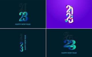 großes Set 2023 frohes neues Jahr schwarzes Logo-Textdesign. 20 23 Zahlenentwurfsvorlage. sammlung von symbolen von 2023 guten rutsch ins neue jahr vektor