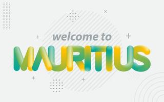 Willkommen auf Mauritius. kreative typografie mit 3d-mischeffekt vektor