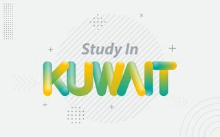 Studieren in kuwait. kreative typografie mit 3d-mischeffekt vektor