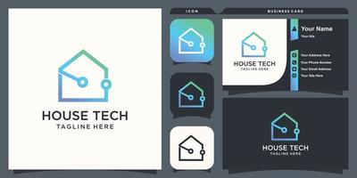 House-Tech-Logo-Design für Business- und Technologie-Premium-Vektor vektor