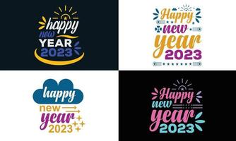 bestes Typografie-T-Shirt-Design für ein frohes neues Jahr 2023 vektor