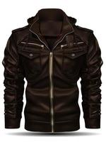 realistisk brun jacka läder för män på vit bakgrund vektor