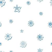 sömlös vektor klistermärke geometrisk blå snöflingor mönster med skugga på vit bakgrund. vinter- skriva ut