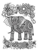 elefant mandala färg sida vektor