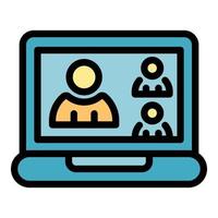 Familien-Online-Meeting-Symbol Farbumrissvektor vektor