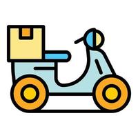 Moped Hauszustellung Symbol Farbe Umriss Vektor