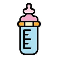 Baby Kunststoff Milchflasche Symbol Farbe Umriss Vektor