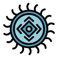 Sun Tribal Amulett Symbol Farbe Umriss Vektor