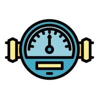 Manometer Meter Symbol Farbe Umriss Vektor