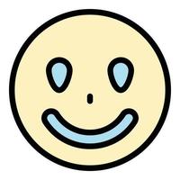 söt leende emoji ikon Färg översikt vektor