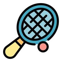Tennisschläger Symbol Farbe Umriss Vektor