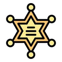 Sheriff-Abzeichen Symbol Farbe Umriss Vektor