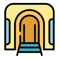 Zugtunnel Symbol Farbe Umriss Vektor
