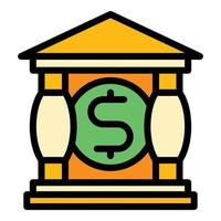 Bank pengar överföra ikon Färg översikt vektor