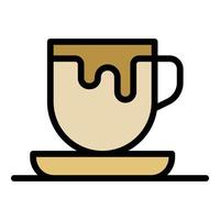kopp av cappuccino ikon Färg översikt vektor