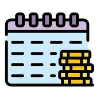 kalender och pengar ikon Färg översikt vektor