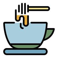 Tee mit Honig Symbol Farbe Umriss Vektor