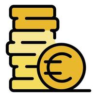 Farbe des Umrissvektors für das Symbol der Euro-Geldmünze vektor