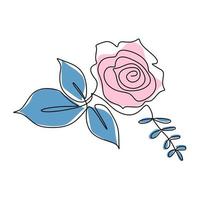 einzeiliges Rosendesign. kontinuierliche Strichzeichnung der Rosenblüte. schönes Rosenzeichen der Liebe lokalisiert auf weißem Hintergrund. Tattoo Idee. Hand gezeichnete Minimalismus-Stilvektorillustration vektor