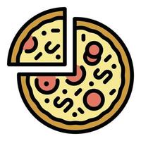 kokta pizza ikon Färg översikt vektor