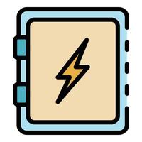 elektrisk Hem låda ikon Färg översikt vektor