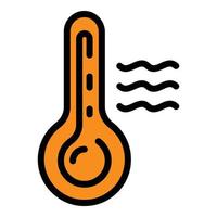 heißer Wüstenthermometer-Symbol Farbumrissvektor vektor