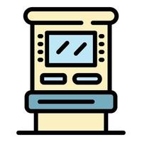 Bankomat maskin ikon Färg översikt vektor