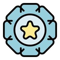 stjärna emblem ikon Färg översikt vektor