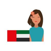 islamische Frau mit arabischer Flagge der Emirate vektor