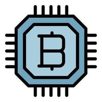 bitcoin processor ikon Färg översikt vektor