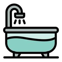 halbes Wasser Badewanne Symbol Farbe Umriss Vektor
