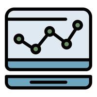 bärbar dator Diagram ikon Färg översikt vektor