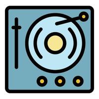 Vinyl-Player-Symbol Farbumrissvektor vektor