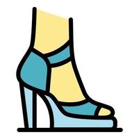 franska kvinna skor ikon Färg översikt vektor